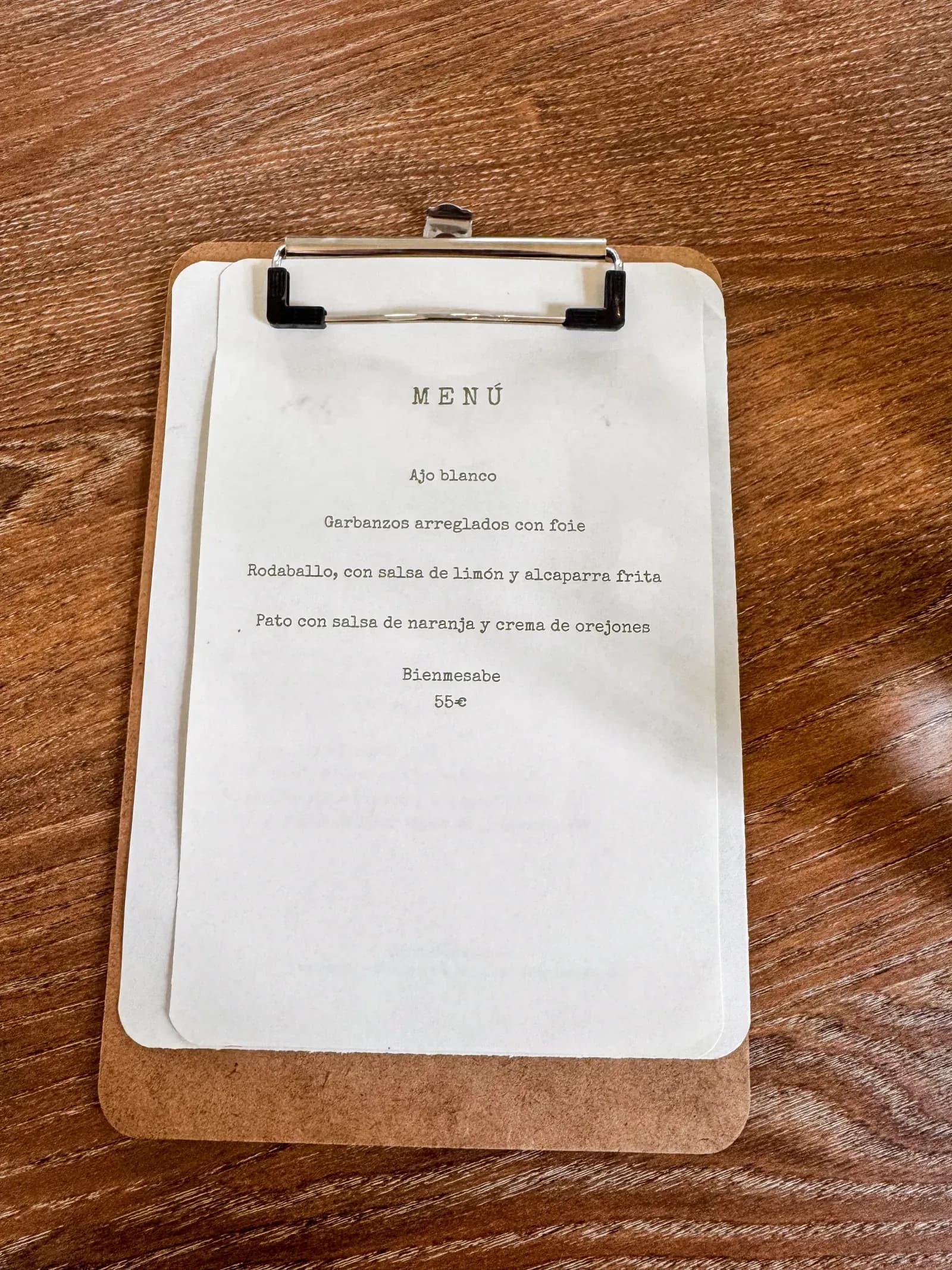 menu